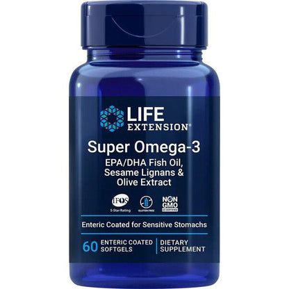 Life Extension Super Omega-3 EPA/DHA with Sesame Lignans & Olive Extract - 60 enteric coated softgels