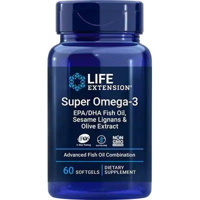 Life Extension Super Omega-3 EPA/DHA with Sesame Lignans & Olive Extract - 60 softgels