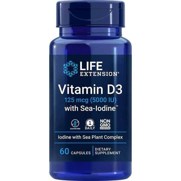 Life Extension Vitamin D3 with Sea-Iodine, 5000IU - 60 caps