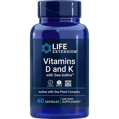 Life Extension Vitamins D and K with Sea-Iodine - 60 caps