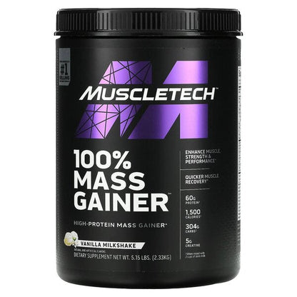 MuscleTech 100% Mass Gainer, Vanilla Milkshake - 2330g