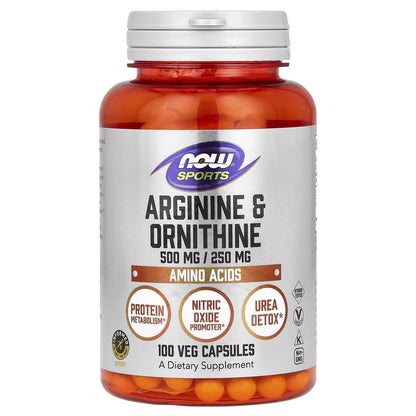 NOW Foods Arginine & Ornithine - 100 vcaps