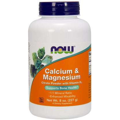 NOW Foods Calcium & Magnesium, Citrate Powder with Vitamin D3 - 227g