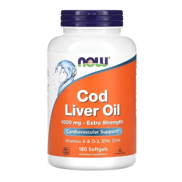 NOW Foods Cod Liver Oil, 1000mg Extra Strength - 180 softgels
