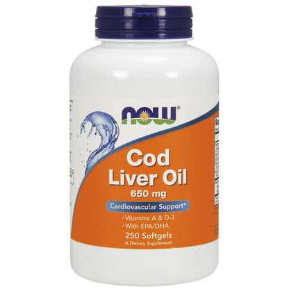 NOW Foods Cod Liver Oil, 650mg - 250 softgels