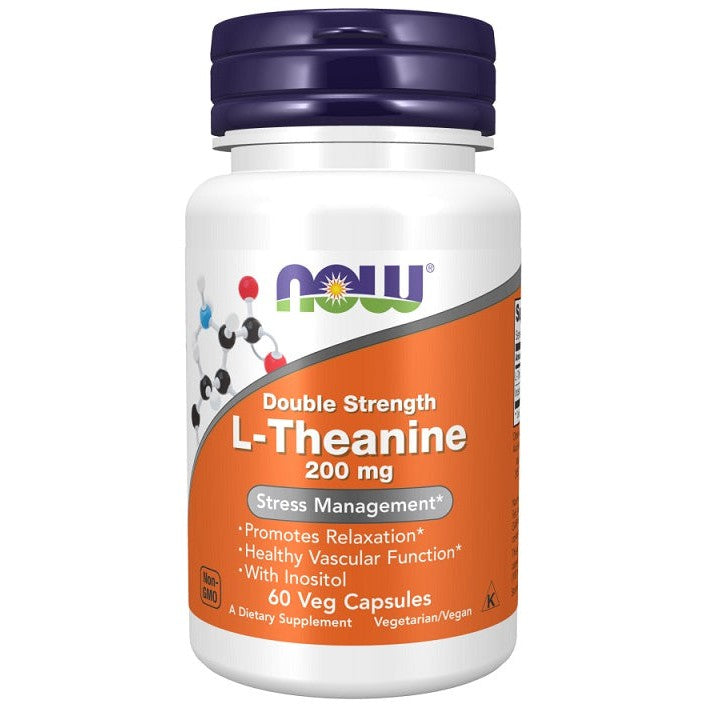 NOW Foods Double Strength L-Theanine, 200mg - 60 vcaps