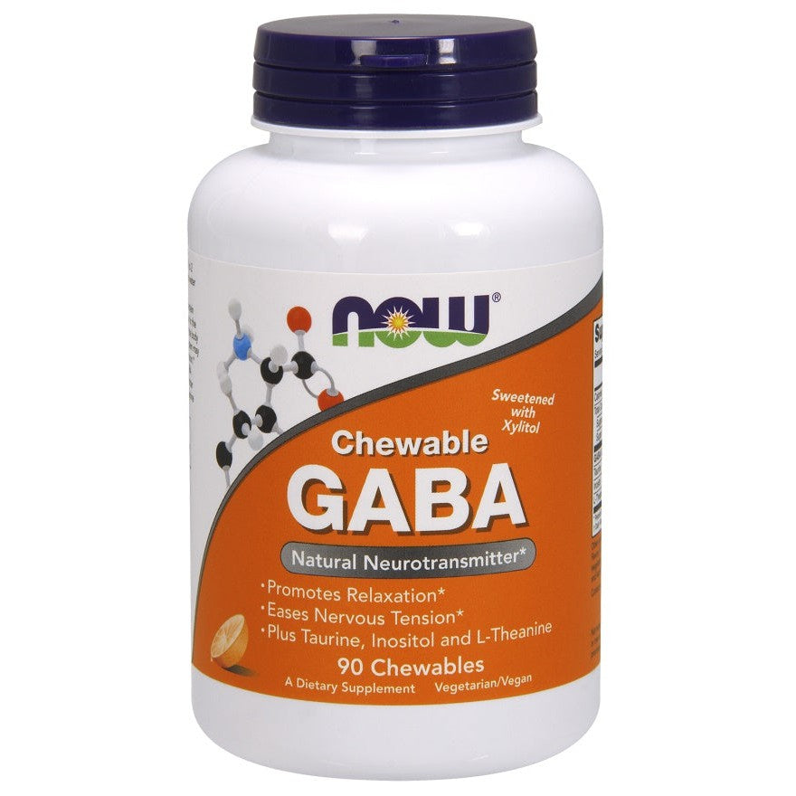 NOW Foods GABA Chewable with Taurine, Inositol and L-Theanine - 90 chewables