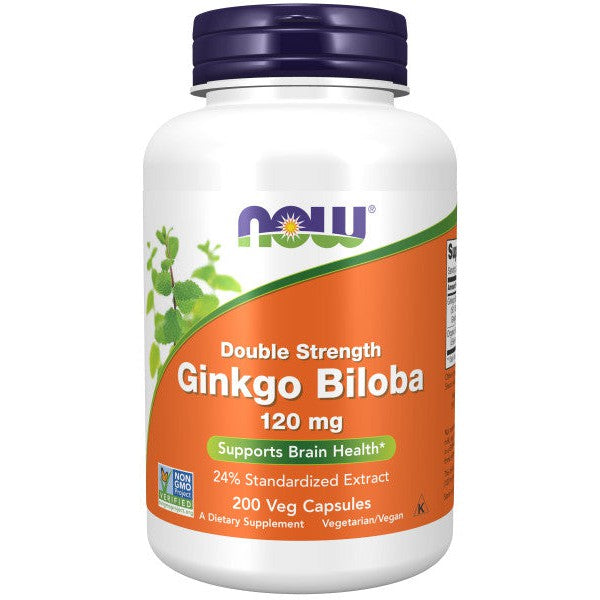 NOW Foods Ginkgo Biloba Double Strength, 120mg - 200 vcaps