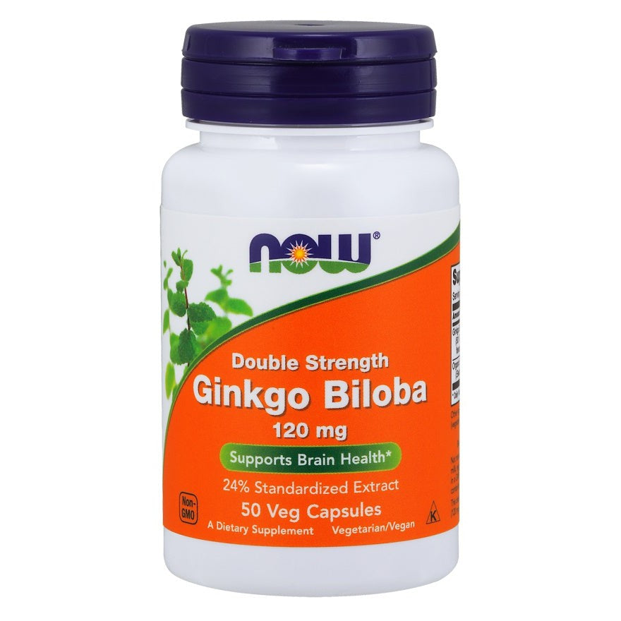 NOW Foods Ginkgo Biloba Double Strength, 120mg - 50 vcaps