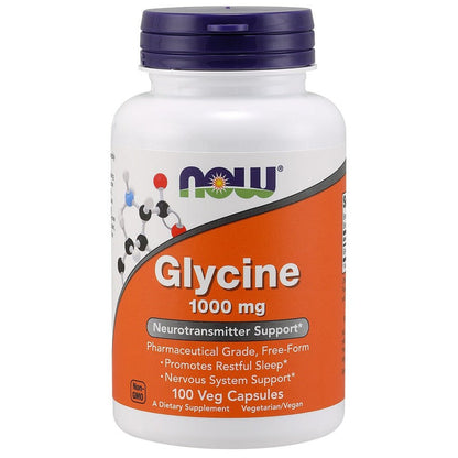 NOW Foods Glycine, 1000mg - 100 vcaps