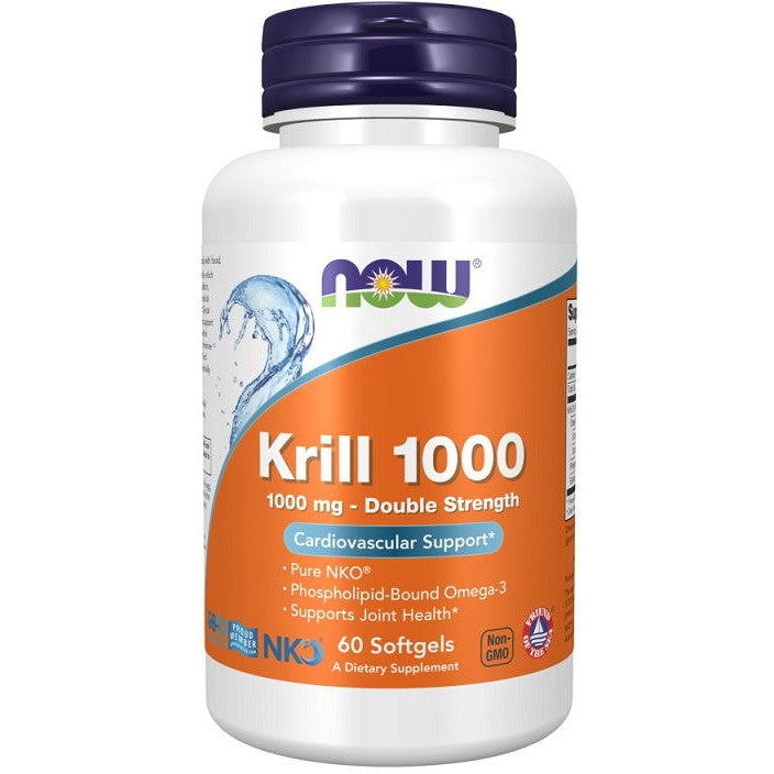NOW Foods Krill Oil, 1000mg Double Strength - 60 softgels