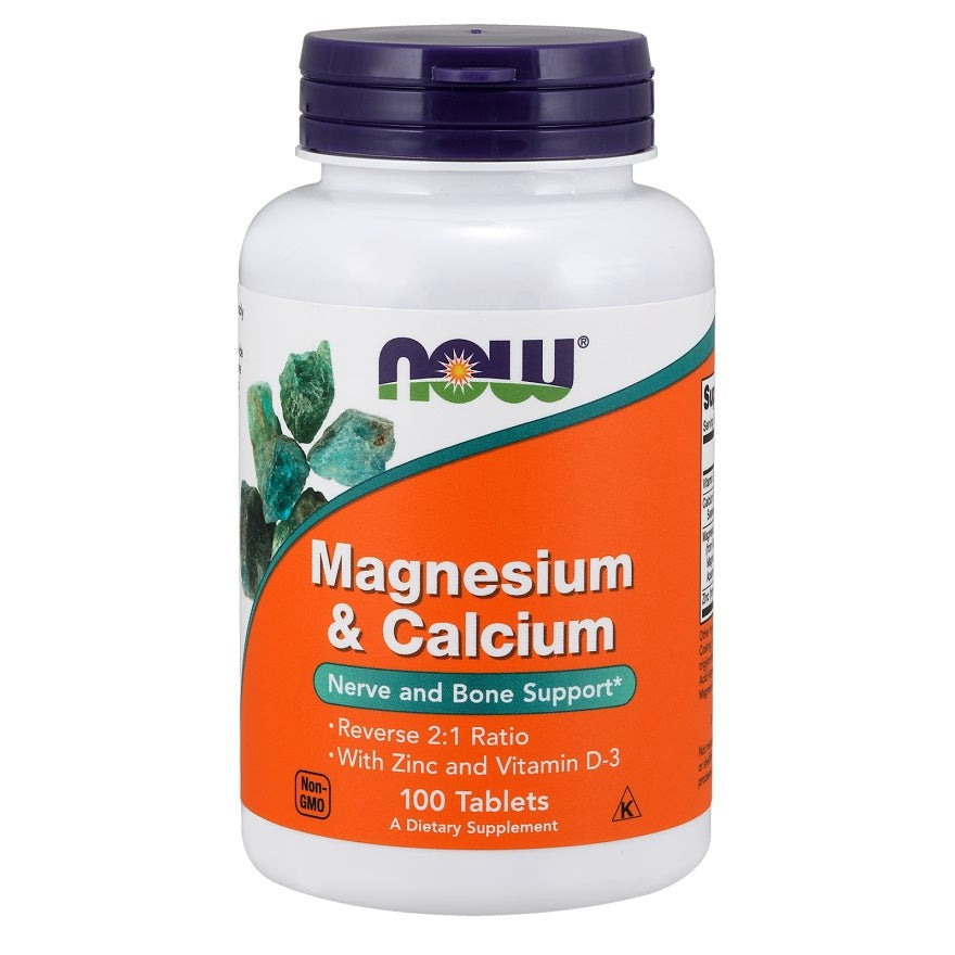 NOW Foods Magnesium & Calcium with Zinc and Vitamin D3 - 100 tablets