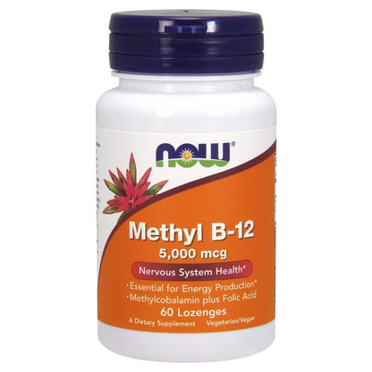 NOW Foods Methyl B-12 with Folic Acid, 5000mcg - 60 lozenges