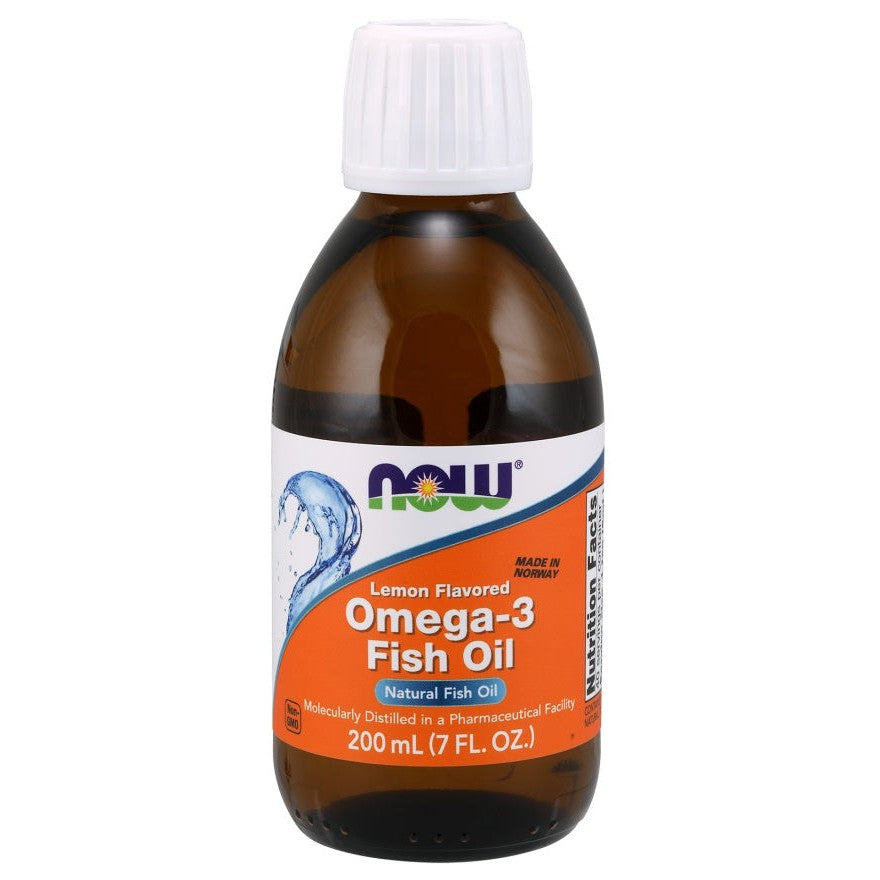 NOW Foods Omega-3 Fish Oil Liquid, Lemon - 200 ml.