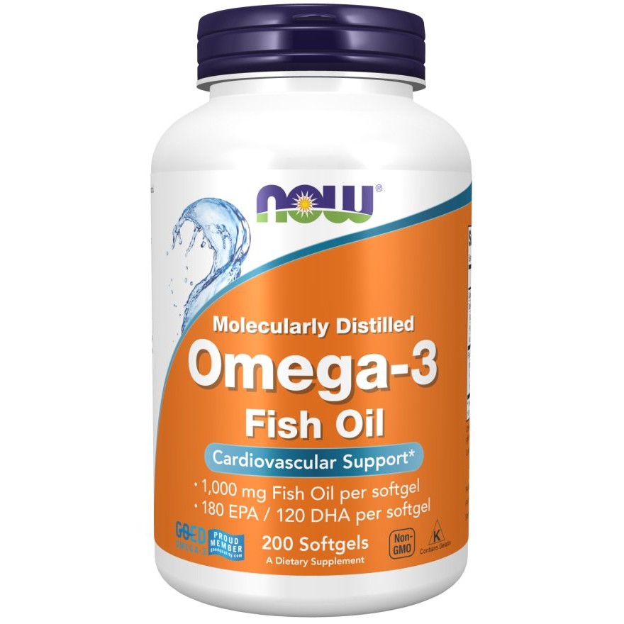 NOW Foods Omega-3 Fish Oil, Molecularly Distilled - 200 softgels
