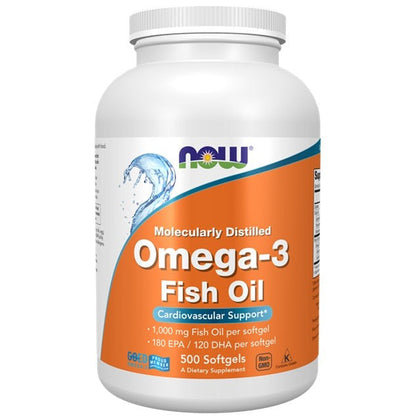 NOW Foods Omega-3 Fish Oil, Molecularly Distilled - 500 softgels