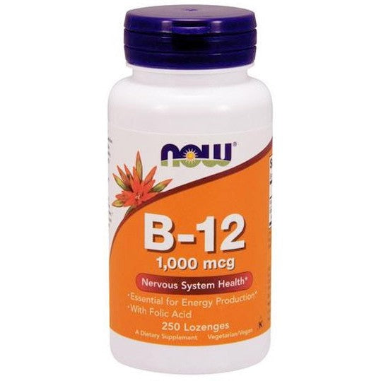 NOW Foods Vitamin B-12 with Folic Acid, 1000mcg - 250 lozenges