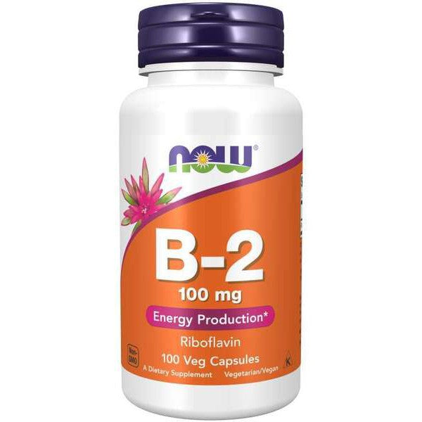 NOW Foods Vitamin B-2 Riboflavin, 100mg - 100 vcaps