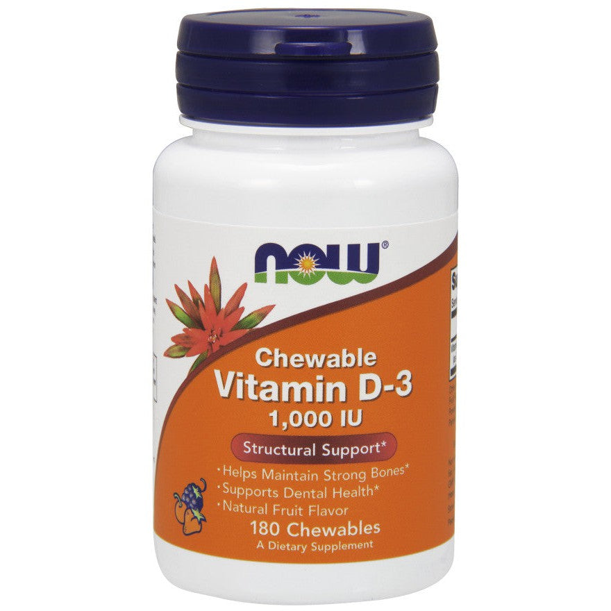 NOW Foods Vitamin D-3, 1000 IU (Chewable) - 180 chewables
