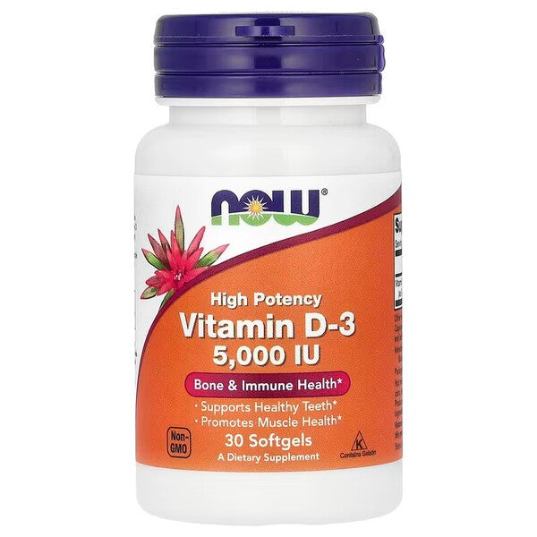 NOW Foods Vitamin D-3, 5000 IU - 30 softgels