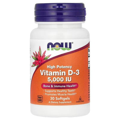 NOW Foods Vitamin D-3, 5000 IU - 30 softgels