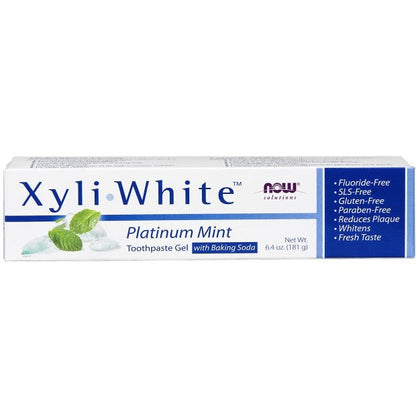 NOW Foods XyliWhite, Platinum Mint Toothpaste Gel w/Baking Soda - 181g