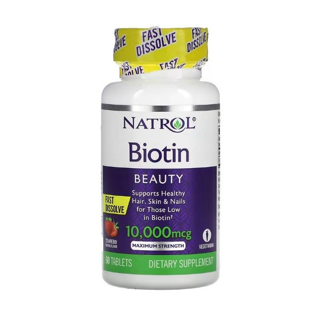 Natrol Biotin Fast Dissolve, 10000mcg (Strawberry) - 60 tabs