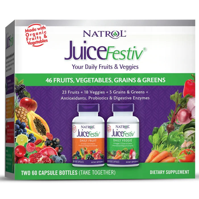 Natrol JuiceFestiv, Daily Fruits & Veggies - 60 + 60 caps