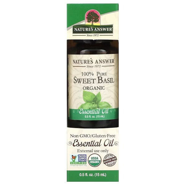Nature's Answer 100% Pure Sweet Basil Essential Oil - 15 ml.