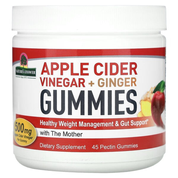 Nature's Answer Apple Cider Vinegar + Ginger Gummies - 45 pectin gummies