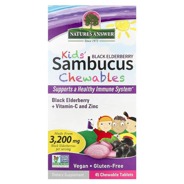 Nature's Answer Kid's Sambucus Chewables, Black Elderberry - 45 chewable tablets