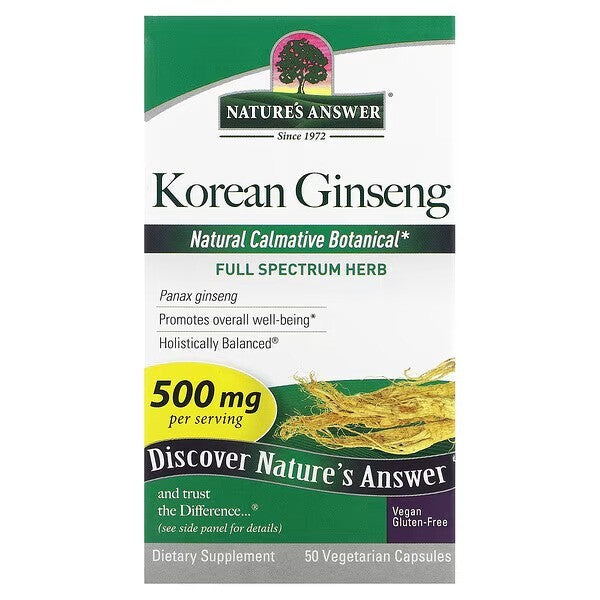 Nature's Answer Korean Ginseng, 500mg - 50 vcaps