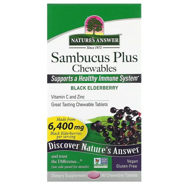 Nature's Answer Sambucus Plus Chewables, Black Elderberry - 60 chewable tablets