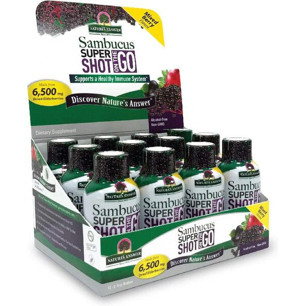 Nature's Answer Sambucus Super Shot On The Go, Mixed Berry - 12 x 60 ml.