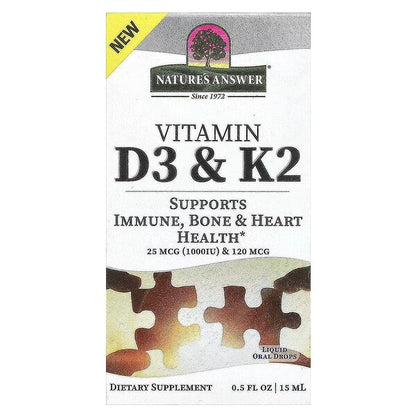 Nature's Answer Vitamin D3 & K2 - 15 ml.