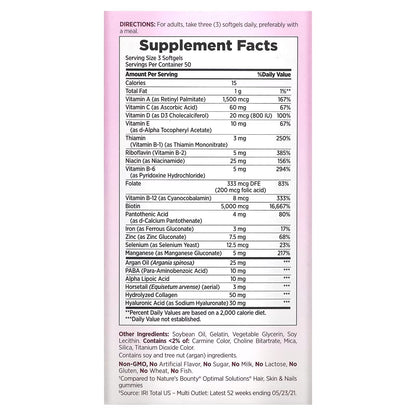 Nature's Bounty, Optimal Solutions, Extra Strength Hair, Skin & Nails, 150 Rapid Release Liquid Softgels