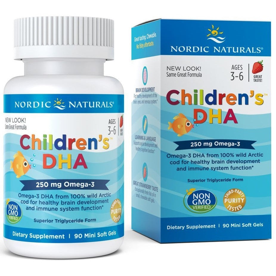 Nordic Naturals Children's DHA, 250mg Omega-3 Strawberry - 90 mini softgels
