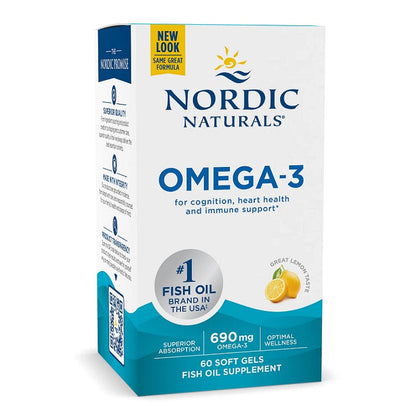 Nordic Naturals Omega-3, 690mg Lemon - 60 softgels