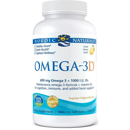 Nordic Naturals Omega-3D, 690mg Lemon - 120 softgels