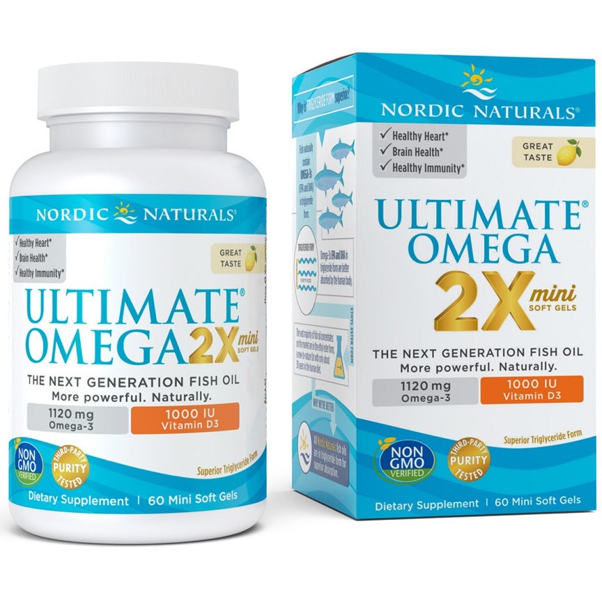 Nordic Naturals Ultimate Omega 2X Mini with Vitamin D3, 1120mg Lemon - 60 mini softgels
