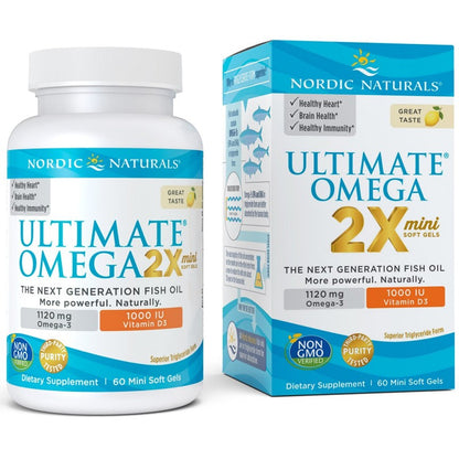 Nordic Naturals Ultimate Omega 2X Mini with Vitamin D3, 1120mg Lemon - 60 mini softgels