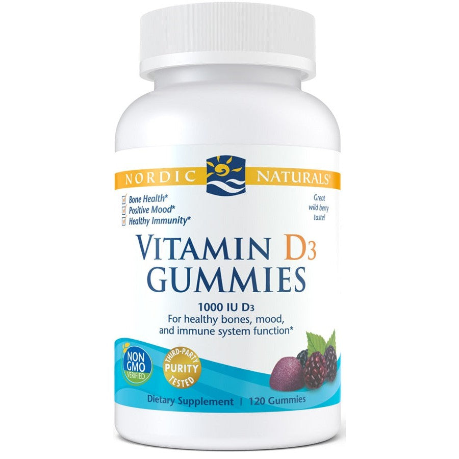 Nordic Naturals Vitamin D3 Gummies, 1000 IU Wild Berry - 120 gummies