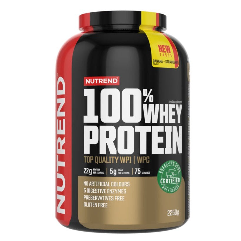 Nutrend 100% Whey Protein, Banana + Strawberry - 2250g