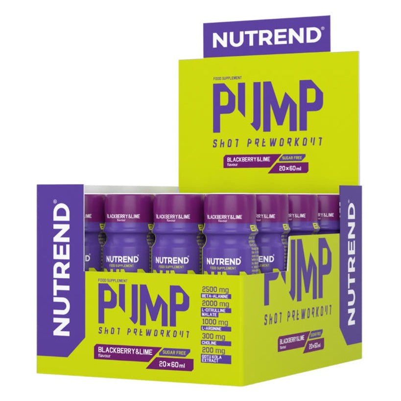 Nutrend Pump Pre-Workout Shot, Blackberry & Lime - 20 x 60 ml.