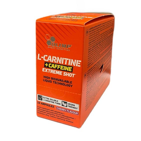 Olimp Nutrition L-Carnitine + Caffeine Extreme Shot, Cherry - 10 x 25 ml.