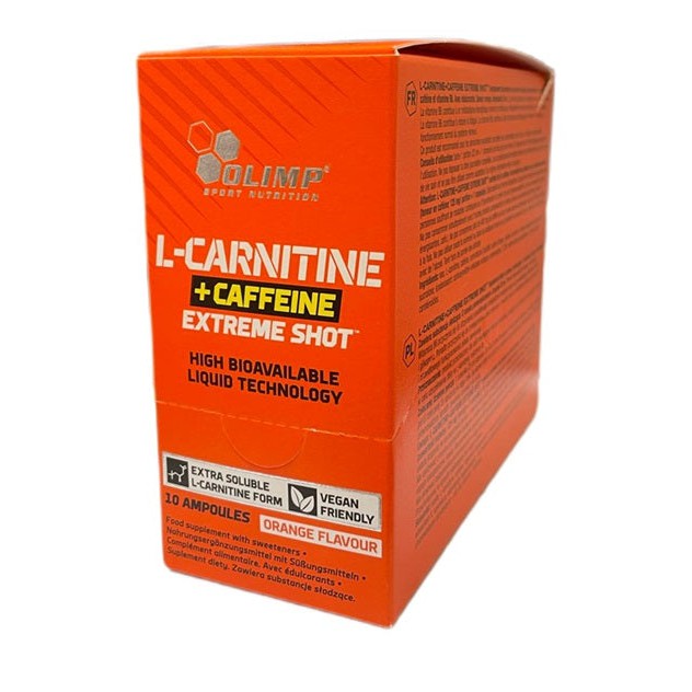 Olimp Nutrition L-Carnitine + Caffeine Extreme Shot, Orange - 10 x 25 ml.