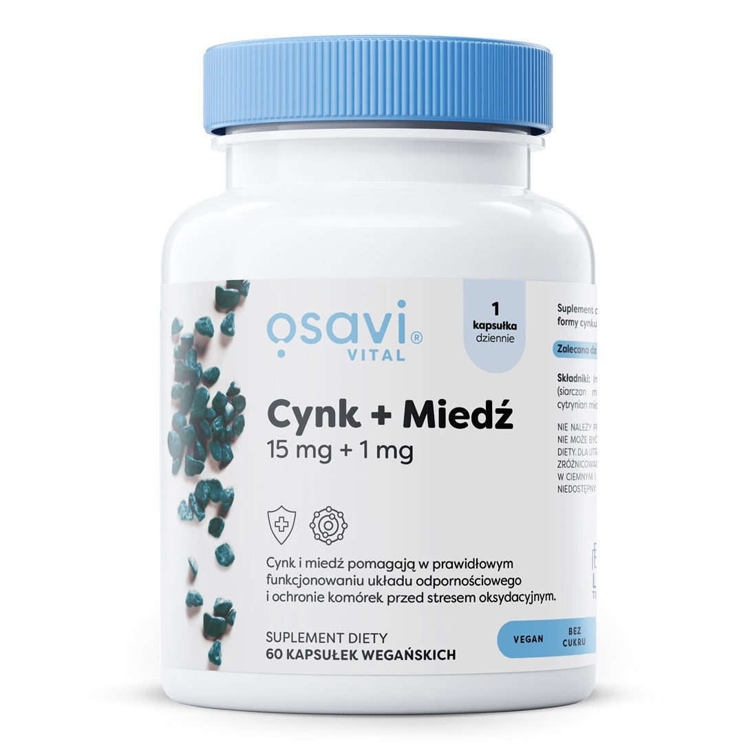 Osavi Cynk + Mied��, 15mg + 1mg - 60 vegan caps