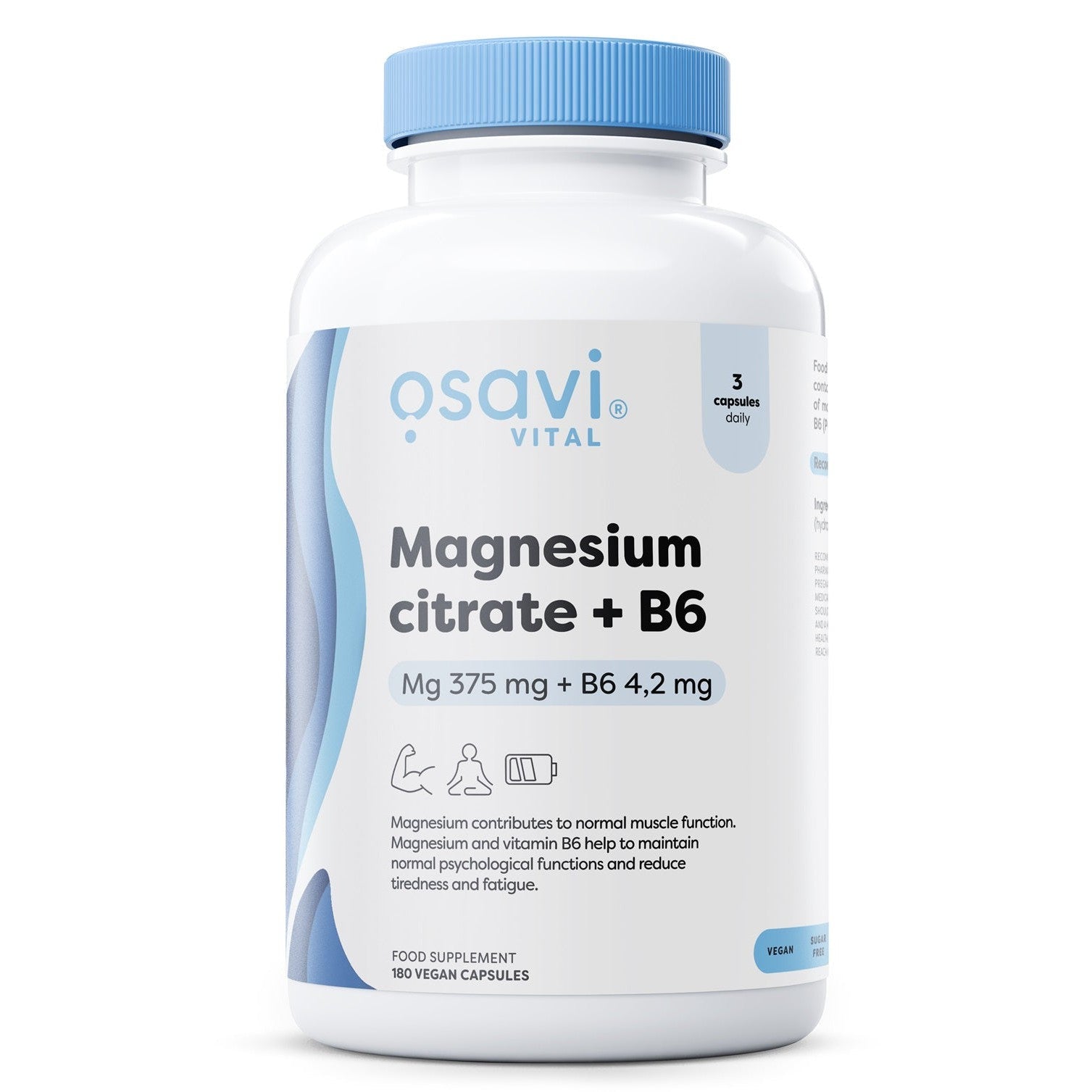 Osavi Magnesium Citrate + B6, 375mg + 4.2mg - 180 vcaps