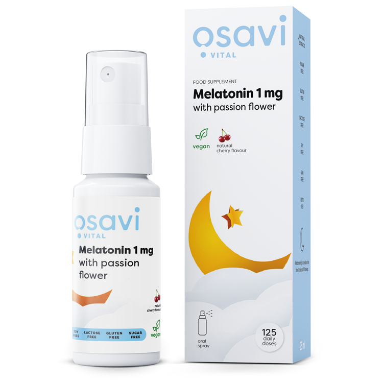 Osavi Melatonin with Passion Flower Oral Spray, 1mg (Cherry) - 25 ml.