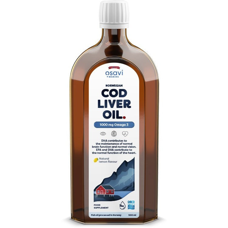 Osavi Norwegian Cod Liver Oil, 1000mg Omega 3 (Lemon) - 500 ml.